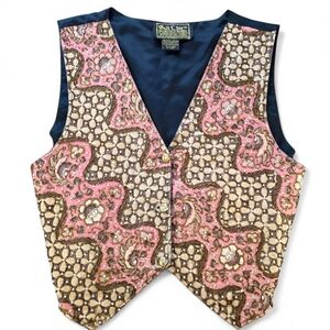 Bali Chic Vintage Beaded Vest One Size Pink Brown Gold Embellished Boho